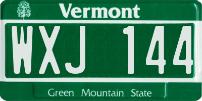 VT license plate WXJ144