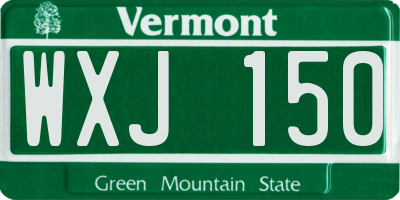 VT license plate WXJ150