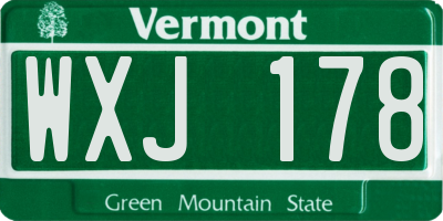 VT license plate WXJ178