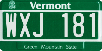 VT license plate WXJ181