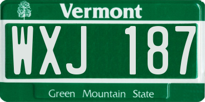 VT license plate WXJ187