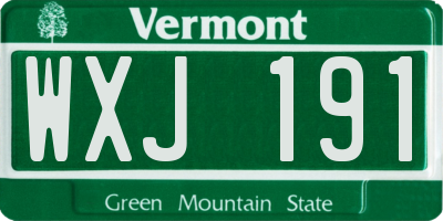 VT license plate WXJ191