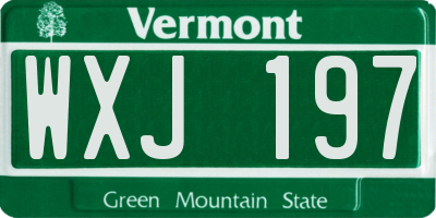VT license plate WXJ197