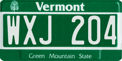 VT license plate WXJ204
