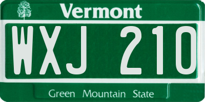 VT license plate WXJ210