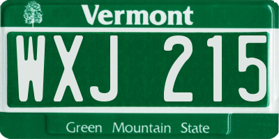 VT license plate WXJ215