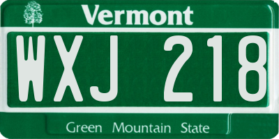 VT license plate WXJ218
