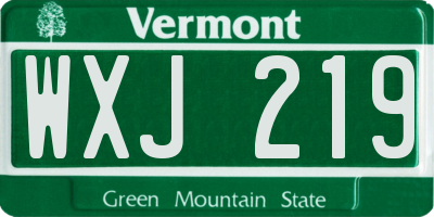 VT license plate WXJ219