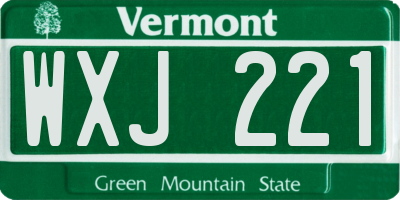 VT license plate WXJ221