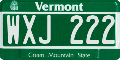 VT license plate WXJ222