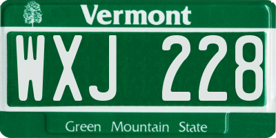VT license plate WXJ228