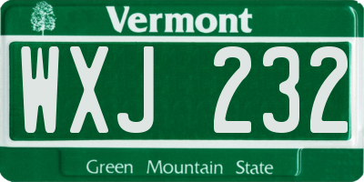 VT license plate WXJ232