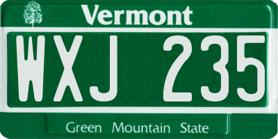 VT license plate WXJ235