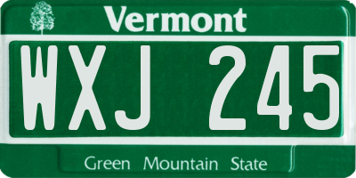 VT license plate WXJ245