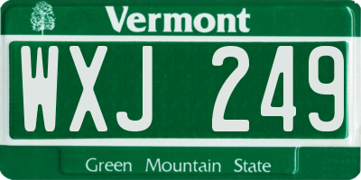 VT license plate WXJ249