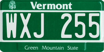 VT license plate WXJ255