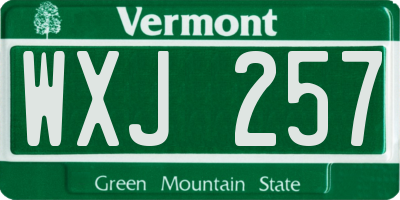 VT license plate WXJ257