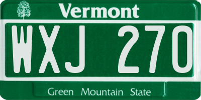 VT license plate WXJ270