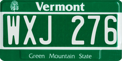 VT license plate WXJ276