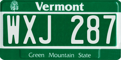 VT license plate WXJ287