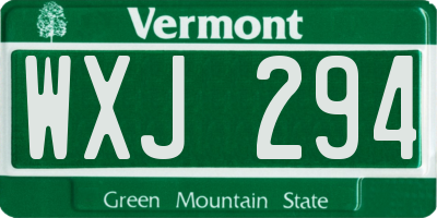 VT license plate WXJ294