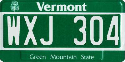 VT license plate WXJ304