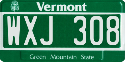 VT license plate WXJ308