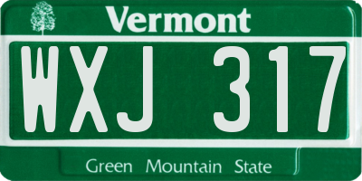 VT license plate WXJ317