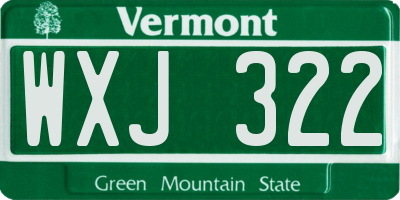 VT license plate WXJ322