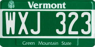 VT license plate WXJ323