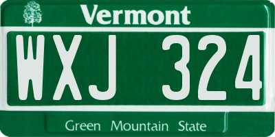 VT license plate WXJ324