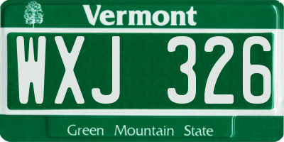 VT license plate WXJ326