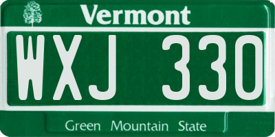 VT license plate WXJ330