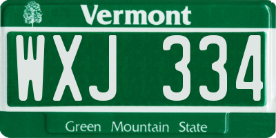 VT license plate WXJ334
