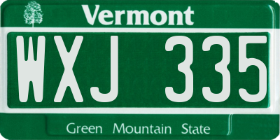 VT license plate WXJ335
