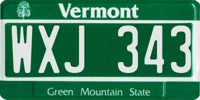 VT license plate WXJ343