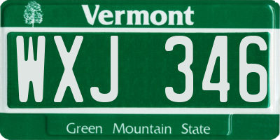VT license plate WXJ346