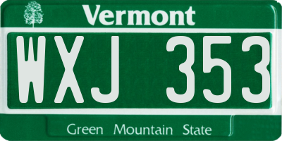 VT license plate WXJ353