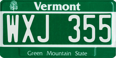 VT license plate WXJ355