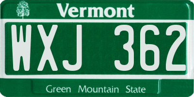 VT license plate WXJ362