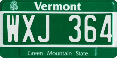 VT license plate WXJ364