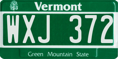 VT license plate WXJ372