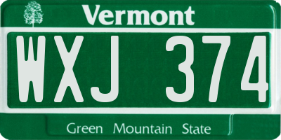 VT license plate WXJ374
