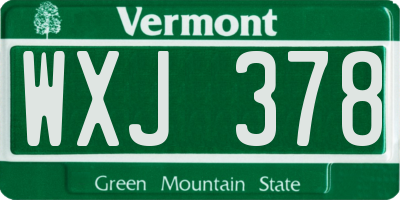 VT license plate WXJ378