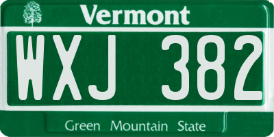 VT license plate WXJ382