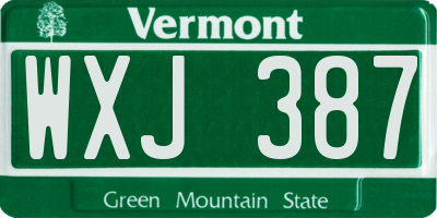 VT license plate WXJ387