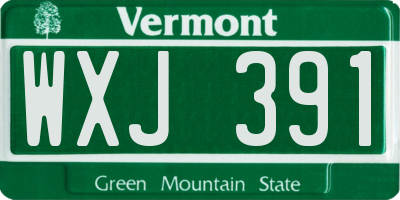 VT license plate WXJ391