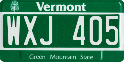 VT license plate WXJ405