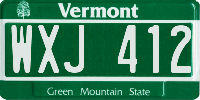 VT license plate WXJ412