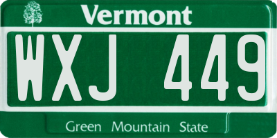 VT license plate WXJ449